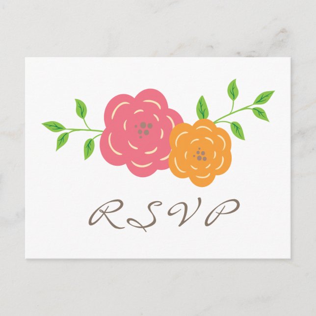 In Bloom Red Orange RSVP Postcard (Front)