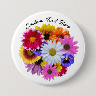 In Bloom - Round Floral Bouquet Button