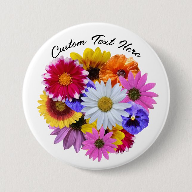 In Bloom - Round Floral Bouquet Button (Front)