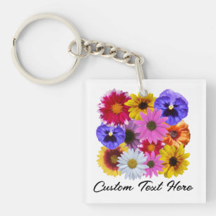 In Bloom - Square Floral Key Ring