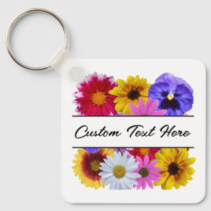 In Bloom - Square Split Floral Key Ring