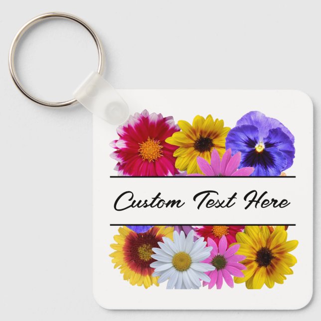 In Bloom - Square Split Floral Key Ring (Front)