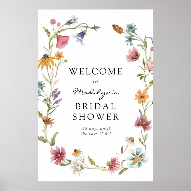 In Bloom Wildflower Bridal Shower Welcome Sign (Front)