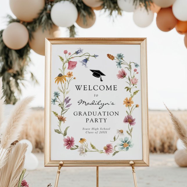In Bloom Wildflower Graduation Party Welcome Sign (Creator Uploaded)
