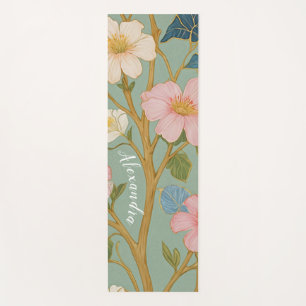 In Blossom: Pastel Branch with Pink Flowers Yoga Mat