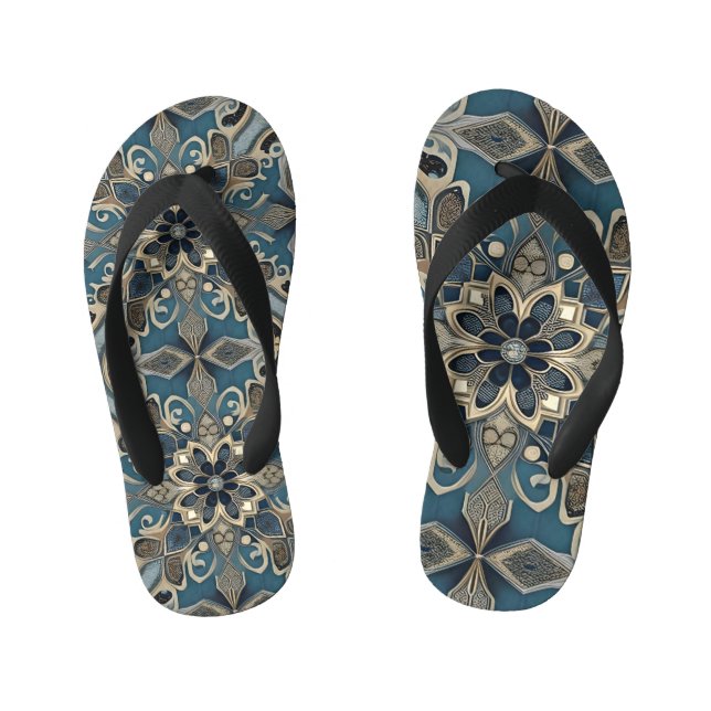 in blue kid's thongs (Footbed)