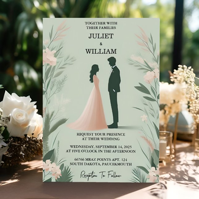 In Blush pastel Peach Mint Moss Sage Green Wedding Invitation (Creator Uploaded)