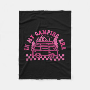 In camping era retro camper van outdoor adventure fleece blanket