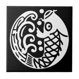 In carp wave ceramic tile