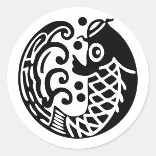 In carp wave classic round sticker