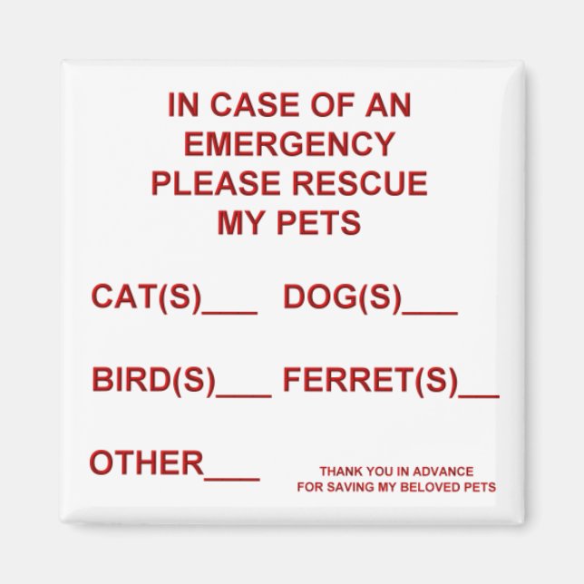In Case of an Emergency Magnet (Pet) (Front)