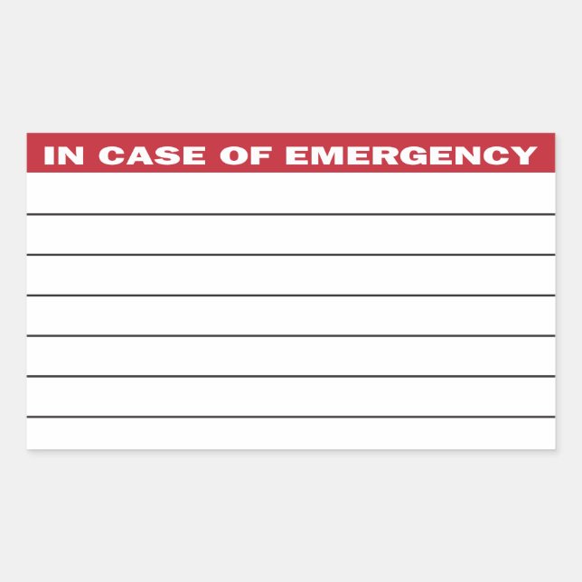 In Case of Emergency Information Sticker (Front)