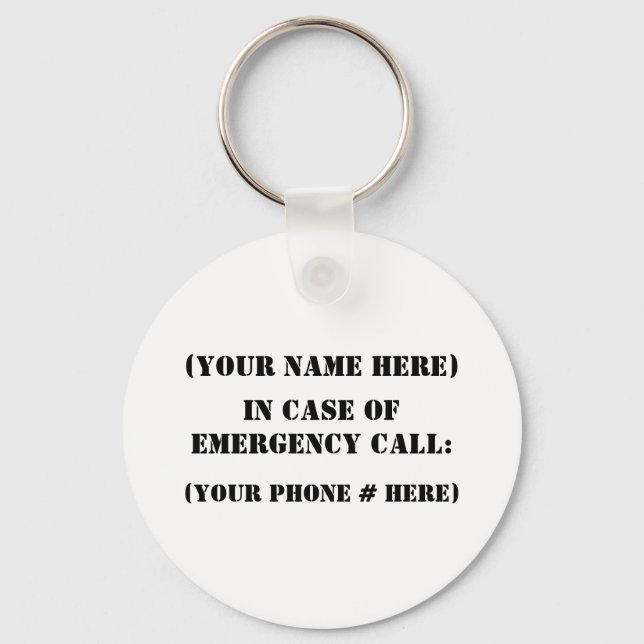 In Case Of Emergency Key Ring (Front)