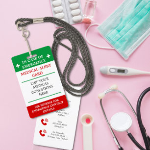 In case of emergency medical condition ICE card ID Badge