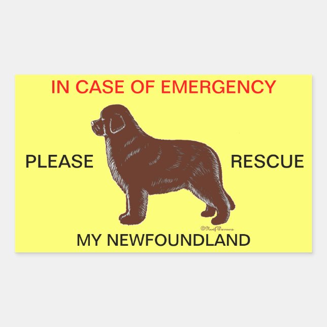 In Case of Emergency Newfoundland Dog Safety Rectangular Sticker (Front)