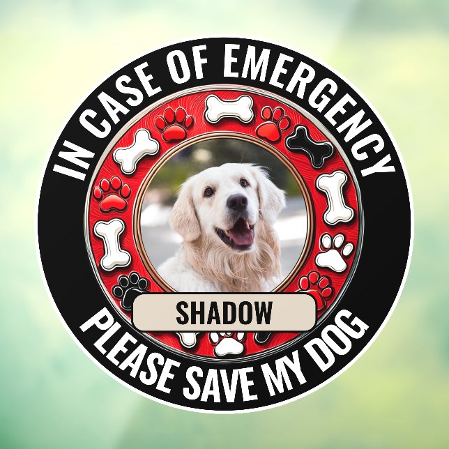 In Case of Emergency Save My Dog Window Cling (Sheet 3)