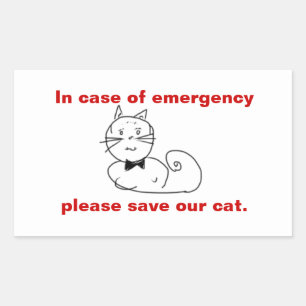 In case of emergency save our cat rectangular sticker
