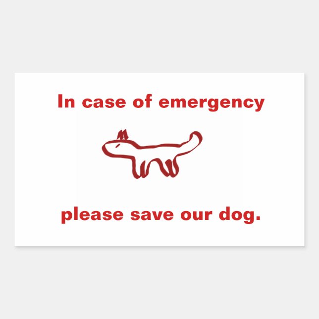 In case of emergency save our dog rectangular sticker (Front)