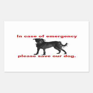 In case of emergency save our dog rectangular sticker