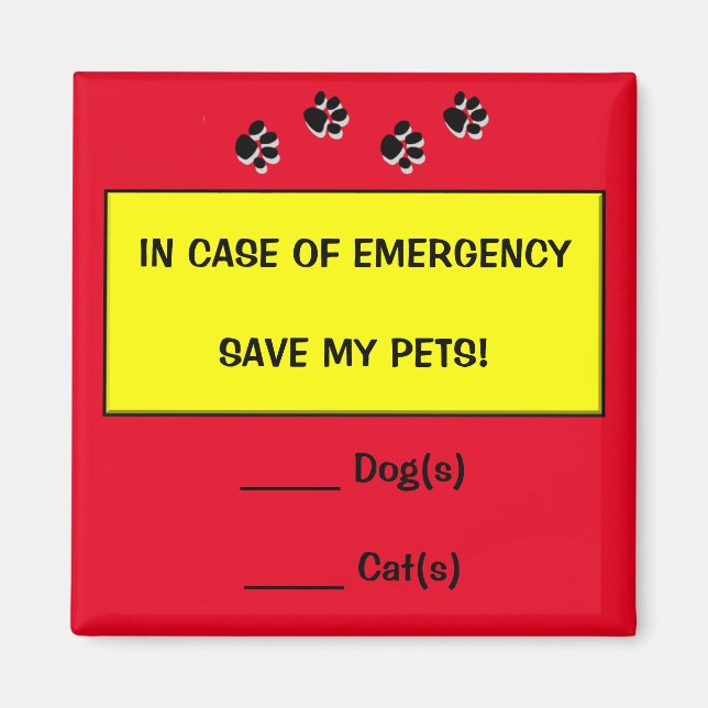 In Case of Emergency Save Pet Rescue Magnet (Front)