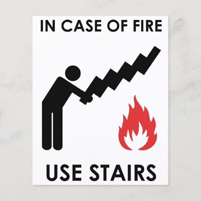 In Case of Fire Use Stairs Flyer (Front)