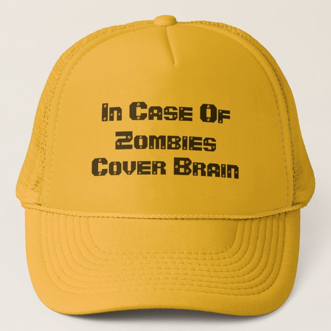 In Case Of Zombies, Cover Brain Trucker Hat (Front)