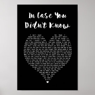 In Case You Didn't Know Black Heart Song Lyric Poster
