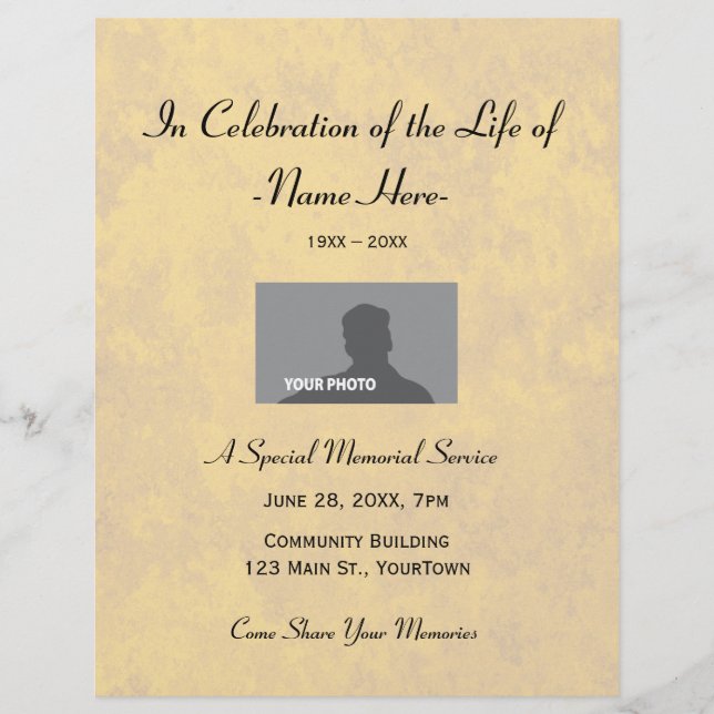 In Celebration of Life Memorial Event Flyer (Front)