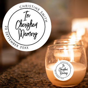 In Cherished Memory Elegant Floral Classic Round  Sticker