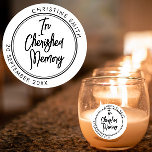 In Cherished Memory Elegant Floral Classic Round  Sticker