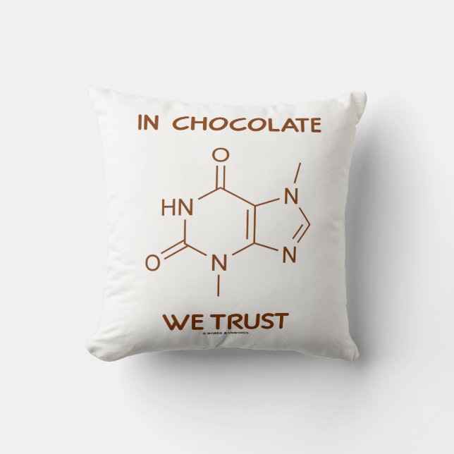 In Chocolate We Trust Theobromine Molecule Cushion (Front)