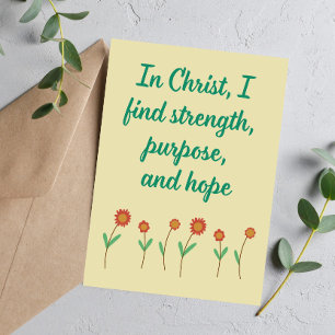 In Christ I Find Strength Christian Affirmation Holiday Card
