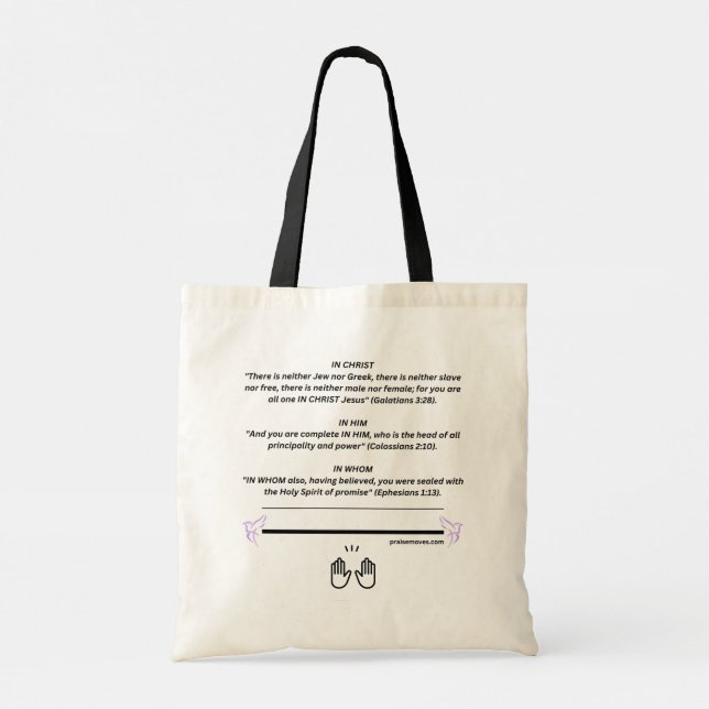 In Christ pronouns Tote Bag (Back)