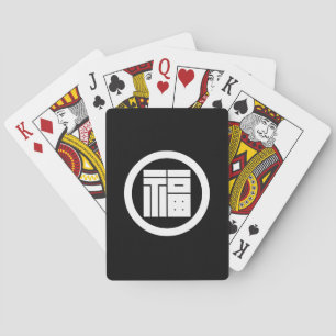In circle angular letter of luck playing cards