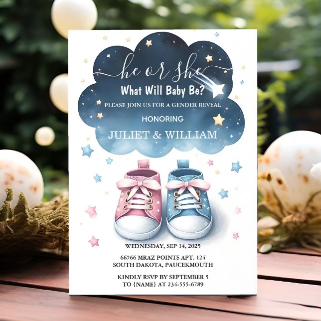 In Cloud Twinkle Twinkle Little Star Gender Reveal Invitation (Creator Uploaded)