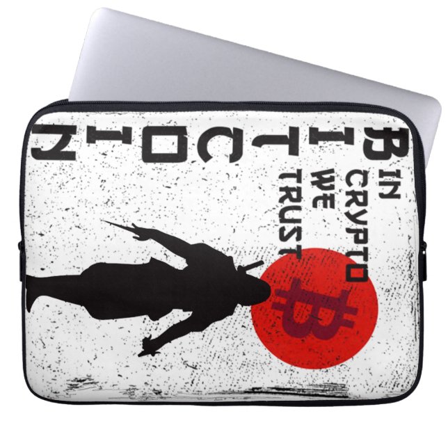 In Crypto We Trust- Bitcoin Samurai Laptop Sleeve (Front)