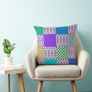 In dark multi-colored tones, retro geometric cushion