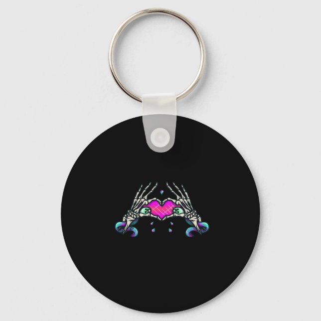 In Death - Skeleton Heart Hands Key Ring (Front)