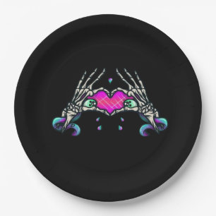 In Death - Skeleton Heart Hands Paper Plate