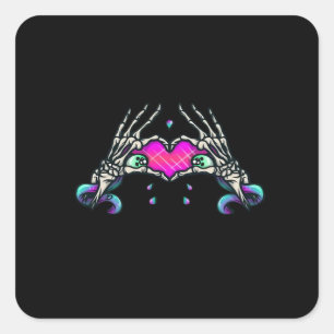 In Death - Skeleton Heart Hands Square Sticker