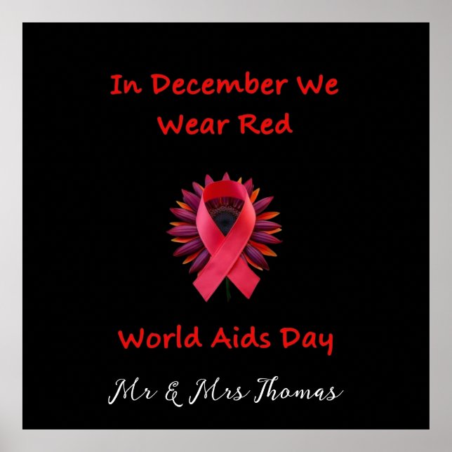 In December We Wear Red Unite for World AIDS Day  Poster (Front)