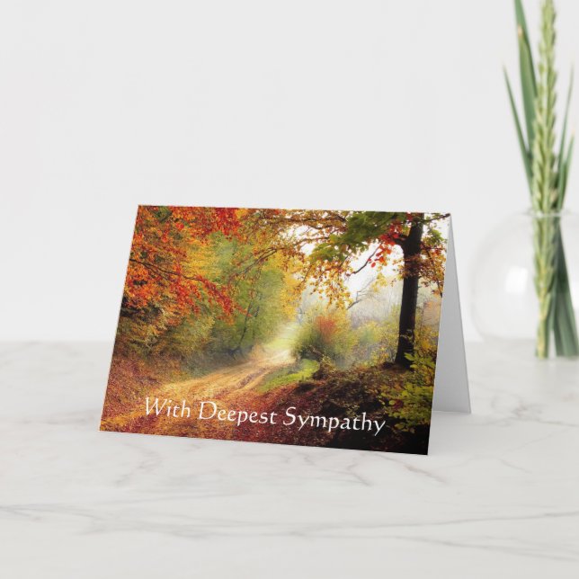 In Deepest Sympathy Autumn Fall Road or Path Card (Front)