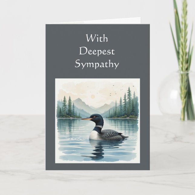 In Deepest Sympathy Beautiful Common Loon Lake Card (Front)
