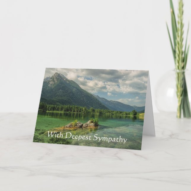 In Deepest Sympathy Mountain Lake Forest Scene Card (Front)