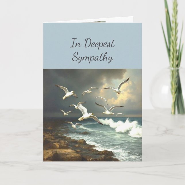In Deepest Sympathy Ocean Seaside Seagulls Beach Card (Front)