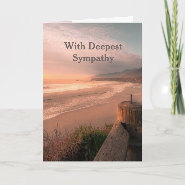 In Deepest Sympathy sky Clouds Lake Beach  Card (Front)