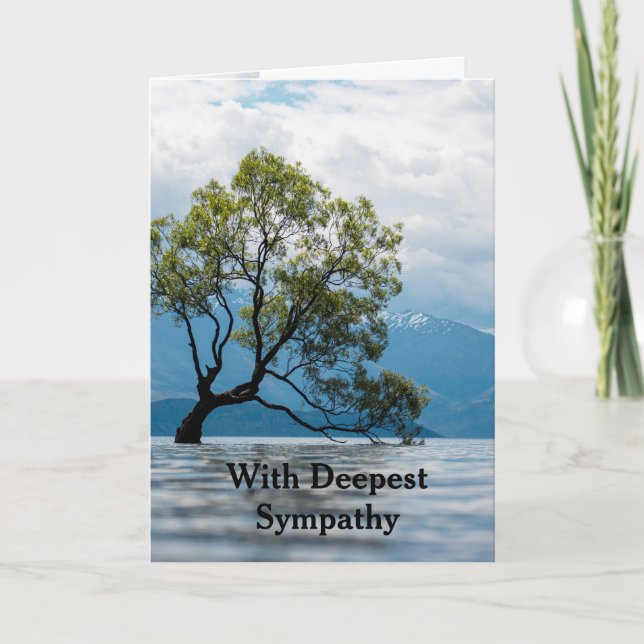 In Deepest Sympathy sky Clouds Lake Tree Mountains Card (Front)