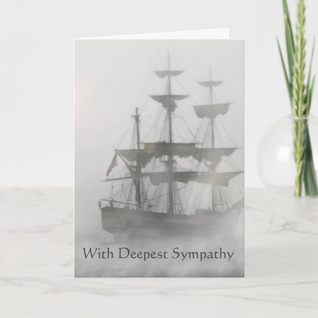 In Deepest Sympathy Solitary Sailing Ship Voyage Card (Front)