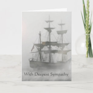 In Deepest Sympathy Solitary Sailing Ship Voyage Card