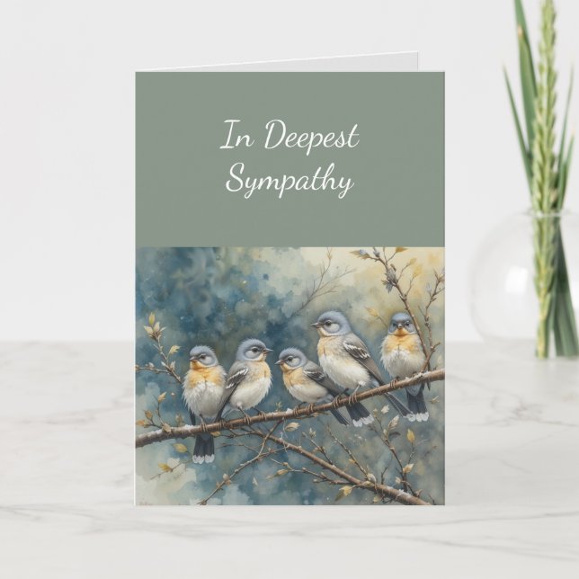 In Deepest Sympathy Watercolor Peaceful Birds Card (Front)